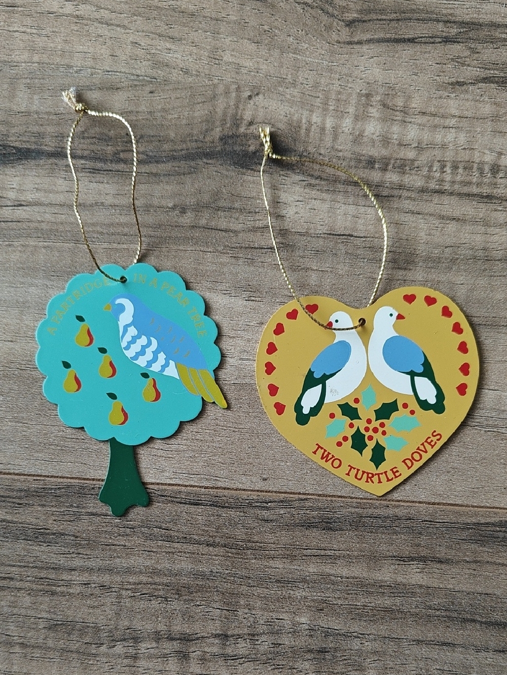 EUC Vintage Avon 12 Days Of Christmas Ornaments (Day 1 And 2 Only)